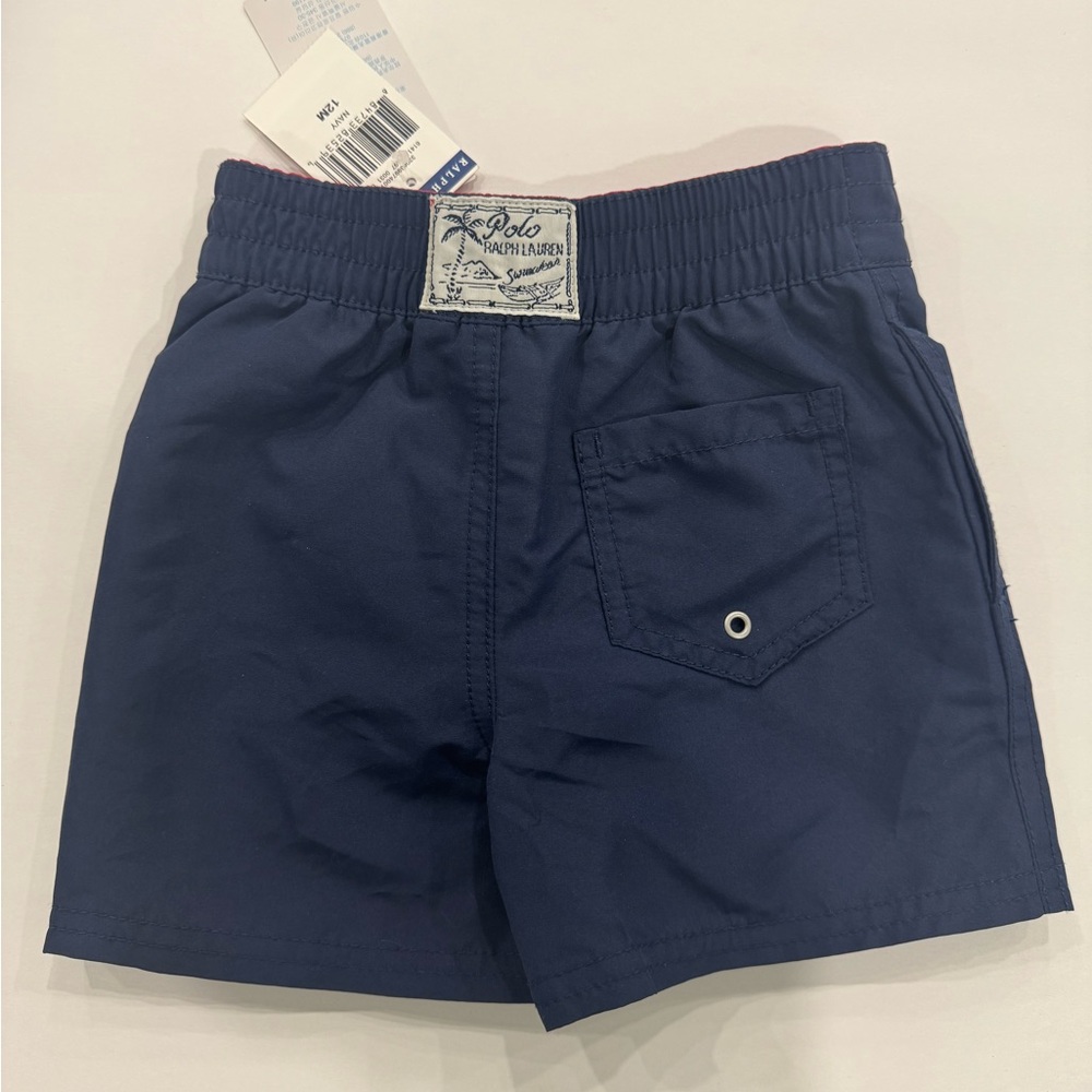 NWT Polo Ralph Lauren Baby Navy Blue Swim Shorts Size 12 Months - Picture 5 of 6